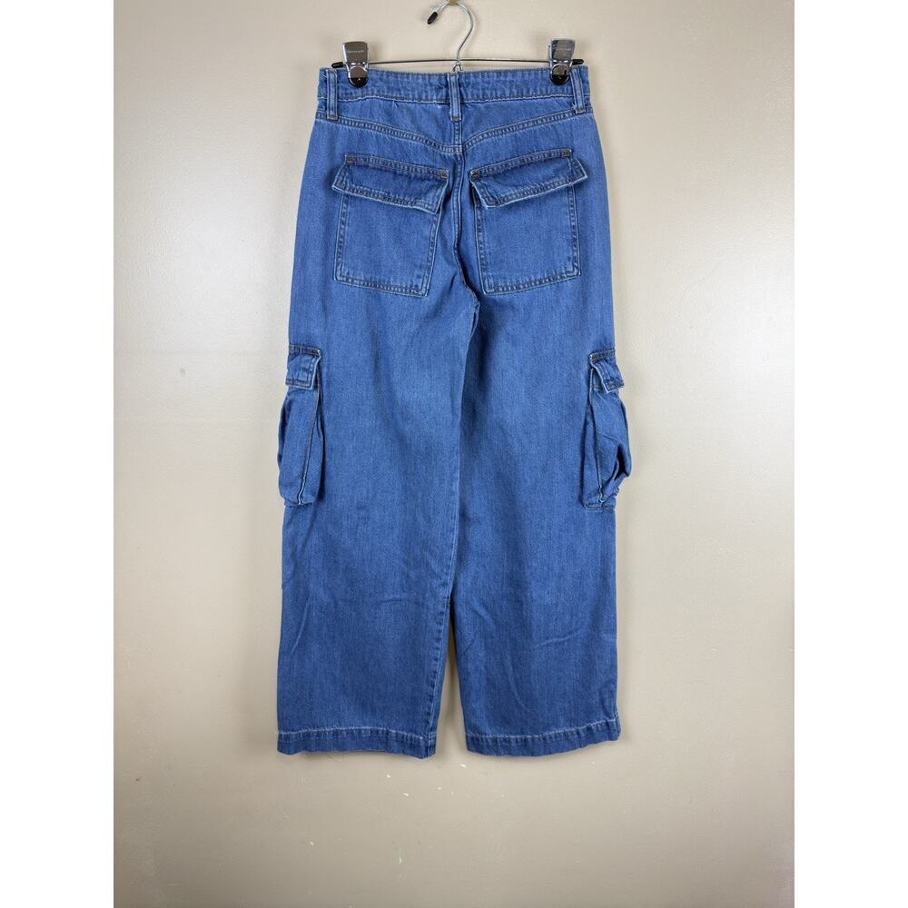 Wild Fable Women’s Mid Rise Baggy Cargo Jeans Blue Denim Wide Leg Utility Size 2 - Picture 4 of 12